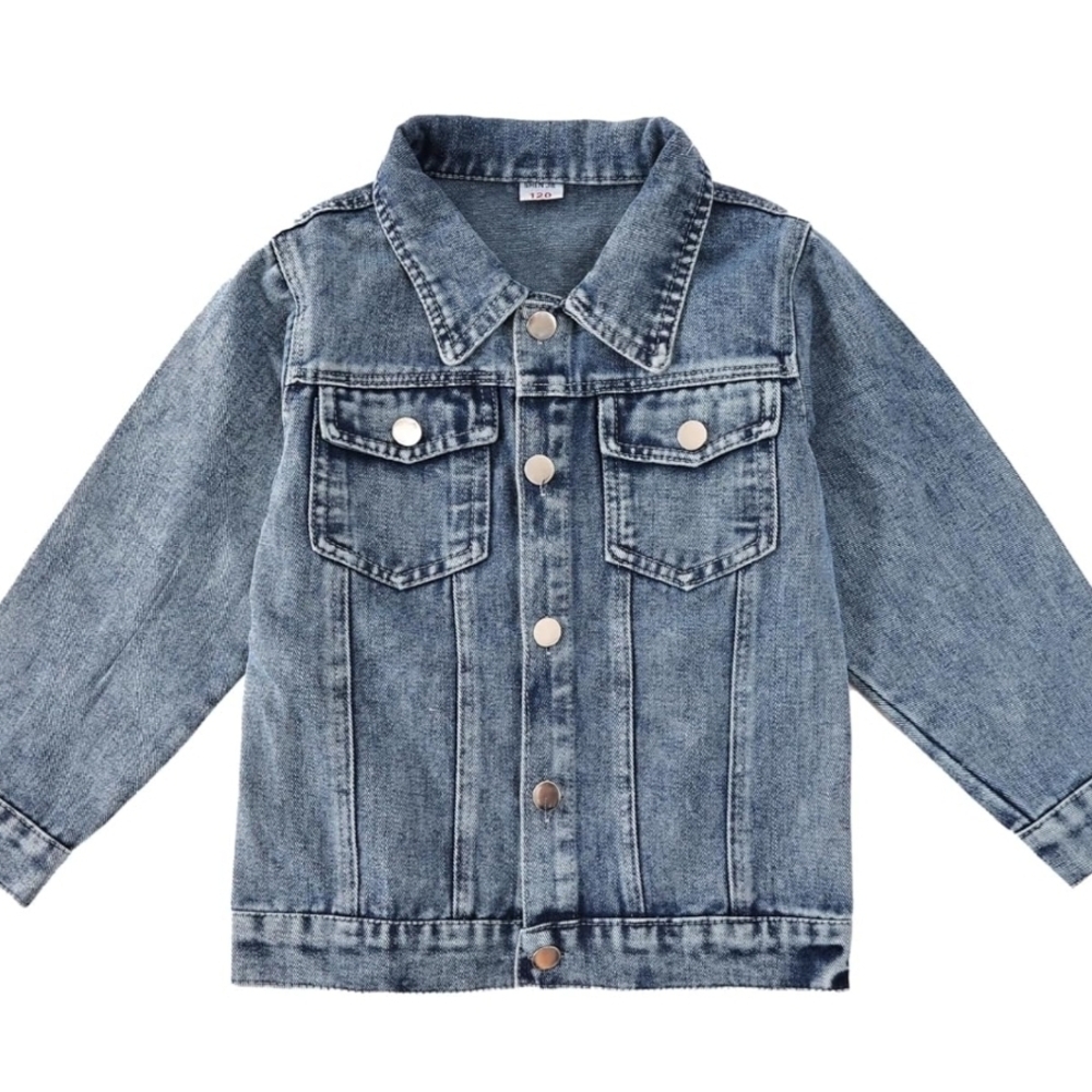 Girls Embroidered Bunny Denim Jacket Soft Cotton Jean Jacket Kids Spring Fall - Picture 2 of 8